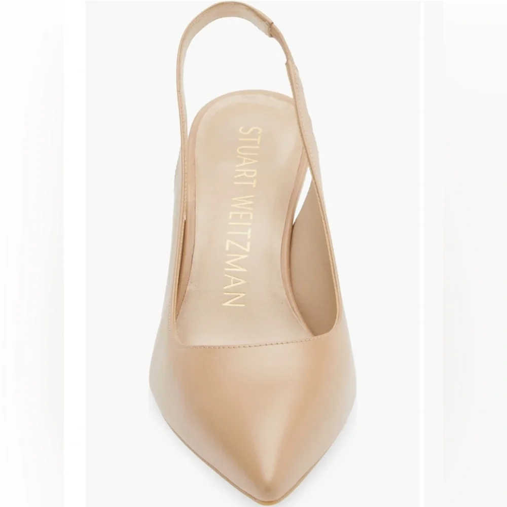 NIB $375 Stuart Weitzman Linsi Pointed Toe Slingback Pump, ADOBE, size 12! - Picture 5 of 7
